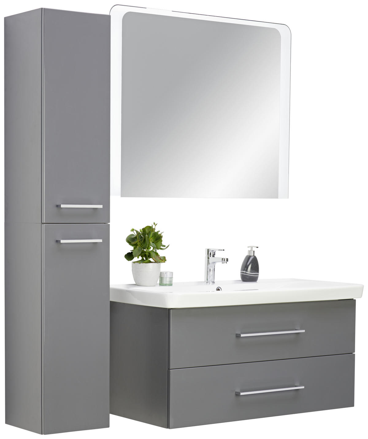 BADEZIMMER  in 107,5 cm  - Anthrazit/Weiß, MODERN, Glas/Keramik (107,5cm) - Voleo
