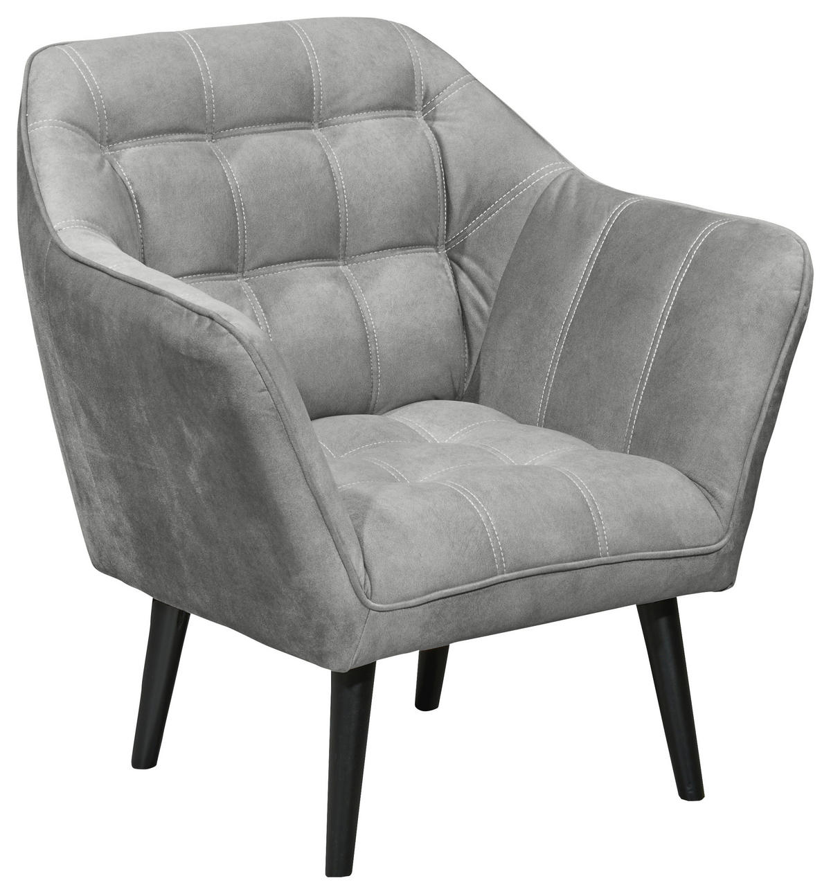 COCKTAILSESSEL Mikrovelours Grau    - Schwarz/Grau, MODERN, Holz/Textil (84/87/70cm) - MID.YOU