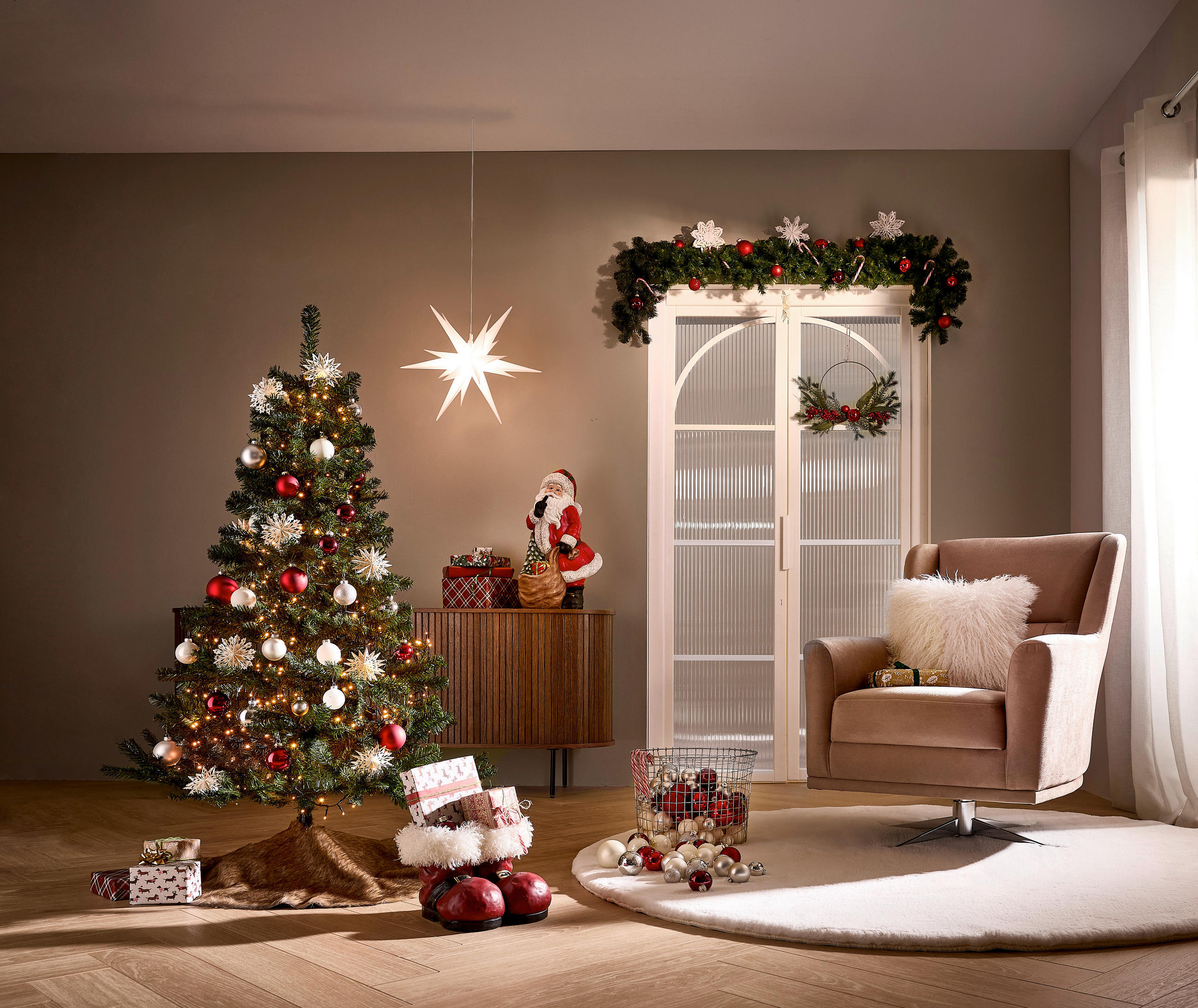 TANNENGIRLANDE - Grün, Basics, Kunststoff/Metall (25/270cm) - X-Mas