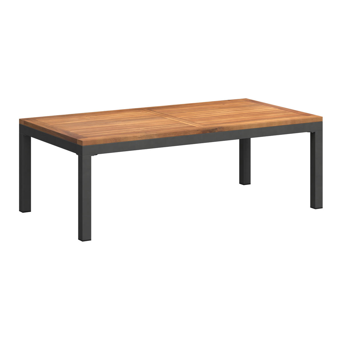 LOUNGEGARNITUR   191/72/75 cm Akazie vollmassiv Aluminium  - Schwarz/Akaziefarben, MODERN, Holz/Textil (191/72/75cm) - Ambia Garden