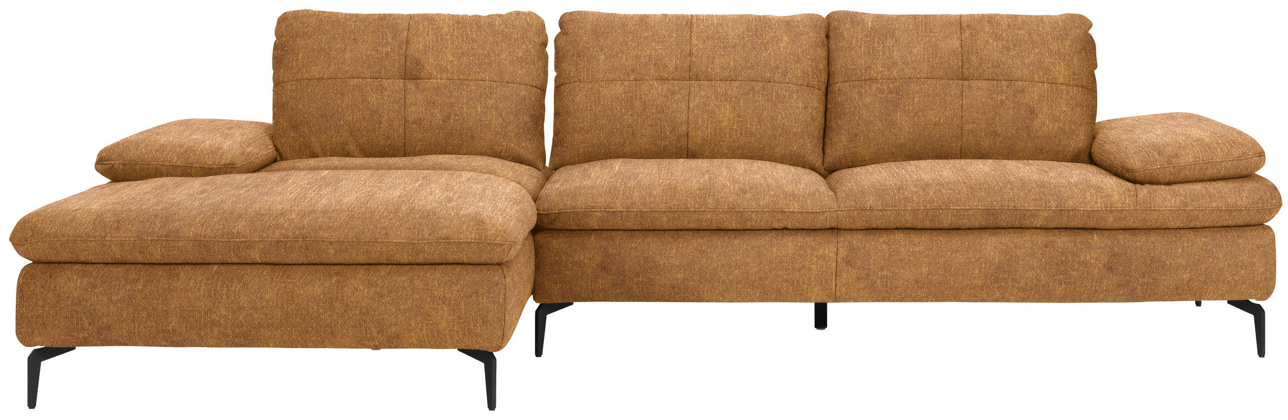 ECKSOFA in Velours Cognac  - Cognac/Schwarz, Design, Textil/Metall (179/301cm) - Chilliano