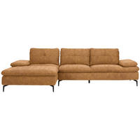 ECKSOFA in Velours Cognac  179/301 cm  - Cognac/Schwarz, Design, Textil/Metall (179/301cm) - Chilliano