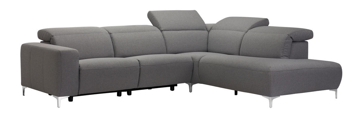 KUTNA GARNITURA tekstil  tamno siva   - tamno siva/boje kroma, Design, tekstil/metal (290/238cm) - Pure Home Lifestyle