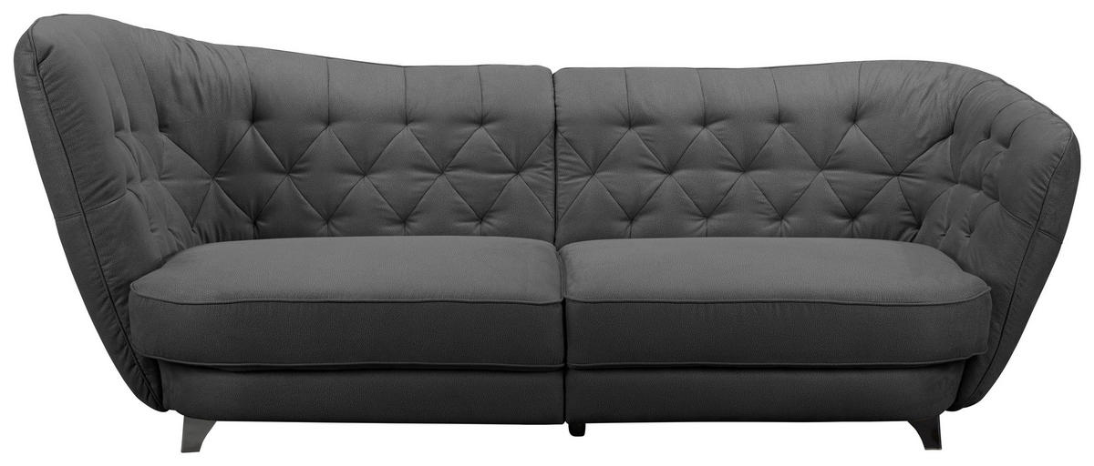 BIGSOFA Mikrofaser Anthrazit  - Chromfarben/Anthrazit, MODERN, Textil/Metall (256/98/115cm) - MID.YOU