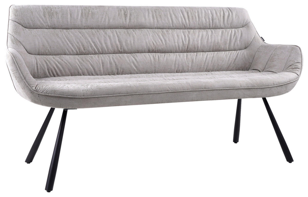 SITZBANK 177,5/87/64 cm Struktur Grau  - Schwarz/Grau, Design, Textil/Metall (177,5/87/64cm) - Hom`in