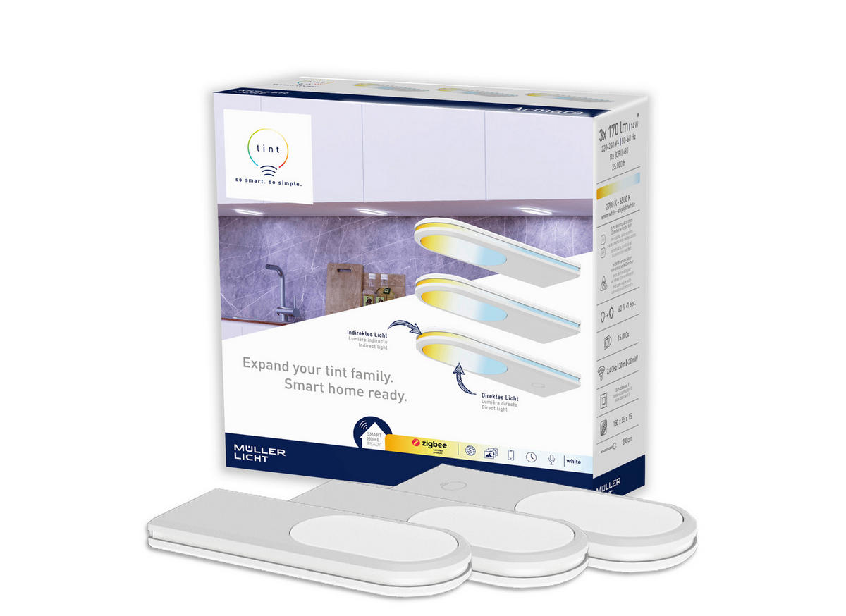 UNTERBAULEUCHTEN-SET - Weiß, Basics, Kunststoff (5,5/1,5/15cm) - Tint