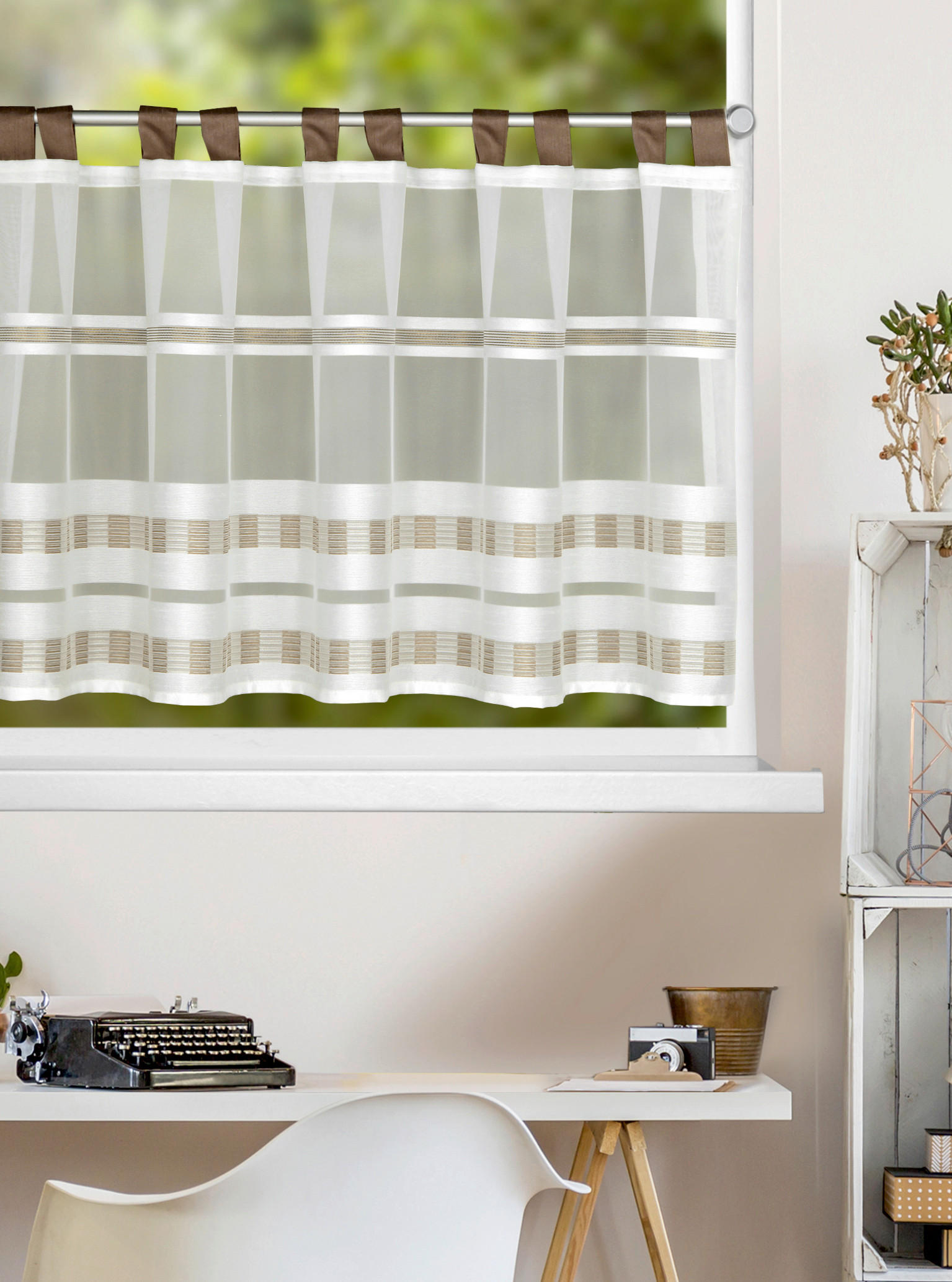 KURZGARDINE   140/50 cm   - Braun, Basics, Textil (140/50cm)