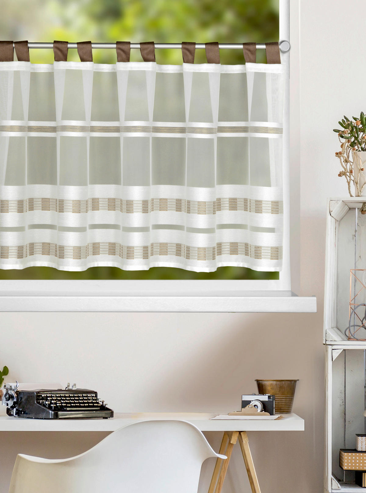 KURZGARDINE   140/50 cm   - Braun, Basics, Textil (140/50cm)