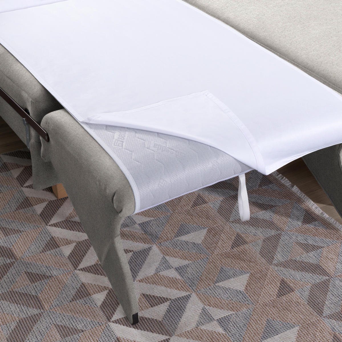 ECKSOFA in Flachgewebe Ecru  261/203 cm  - Ecru/Eichefarben, KONVENTIONELL, Holz/Textil (261/203cm) - Sedda