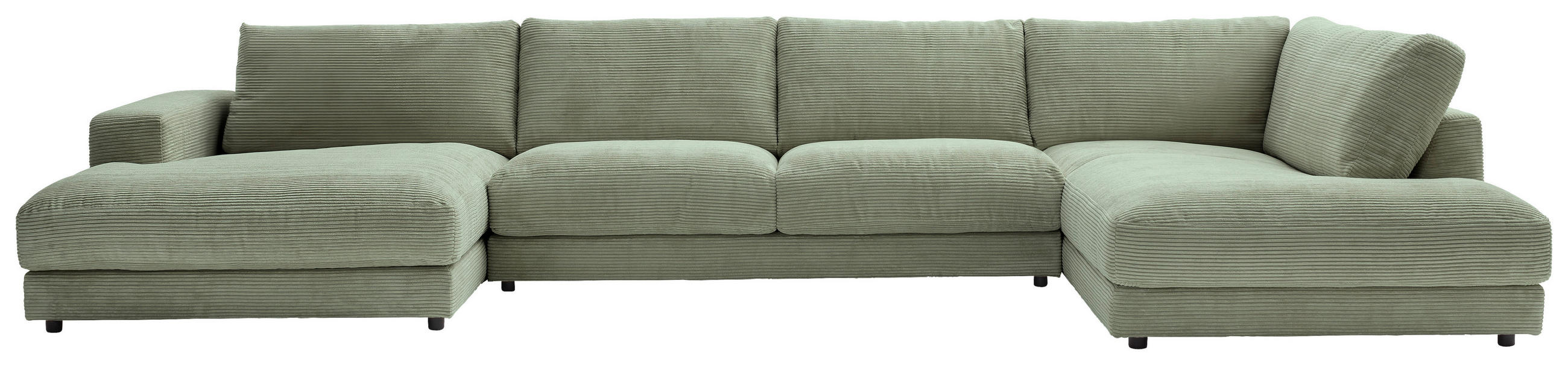 WOHNLANDSCHAFT in Cord Dunkelgrün  - Dunkelgrün/Schwarz, Design, Kunststoff/Textil (190/425/224cm) - Hom`in