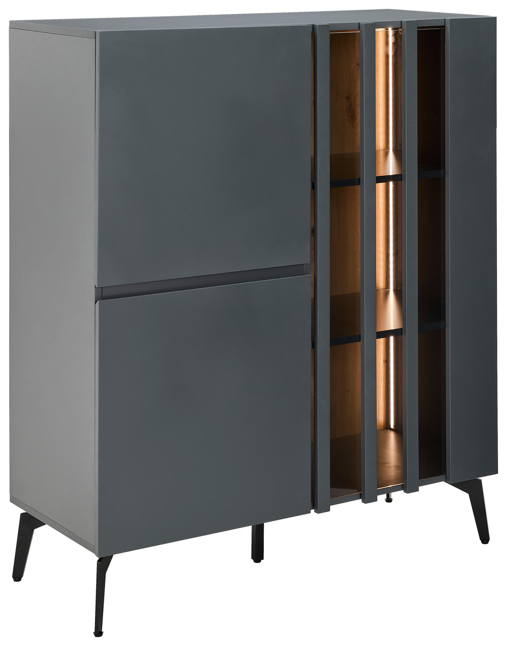 HIGHBOARD  in 96,3/117/41,5 cm  - Schwarz/Grau, Design, Glas/Holzwerkstoff (96,3/117/41,5cm) - Novel