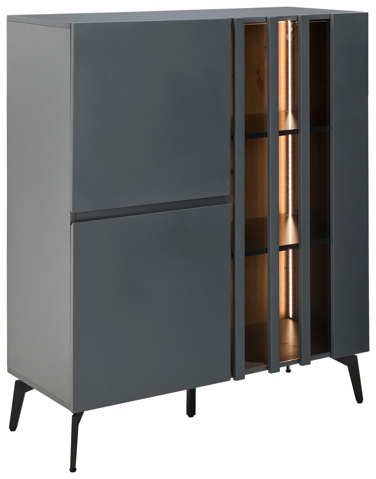 HIGHBOARD  in 96,3/117/41,5 cm  - Schwarz/Grau, Design, Glas/Holzwerkstoff (96,3/117/41,5cm) - Novel
