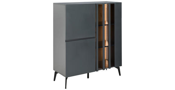 HIGHBOARD in 96,3/117/41,5 cm - Schwarz/Grau, Design, Glas/Holzwerkstoff (96,3/117/41,5cm) - Novel