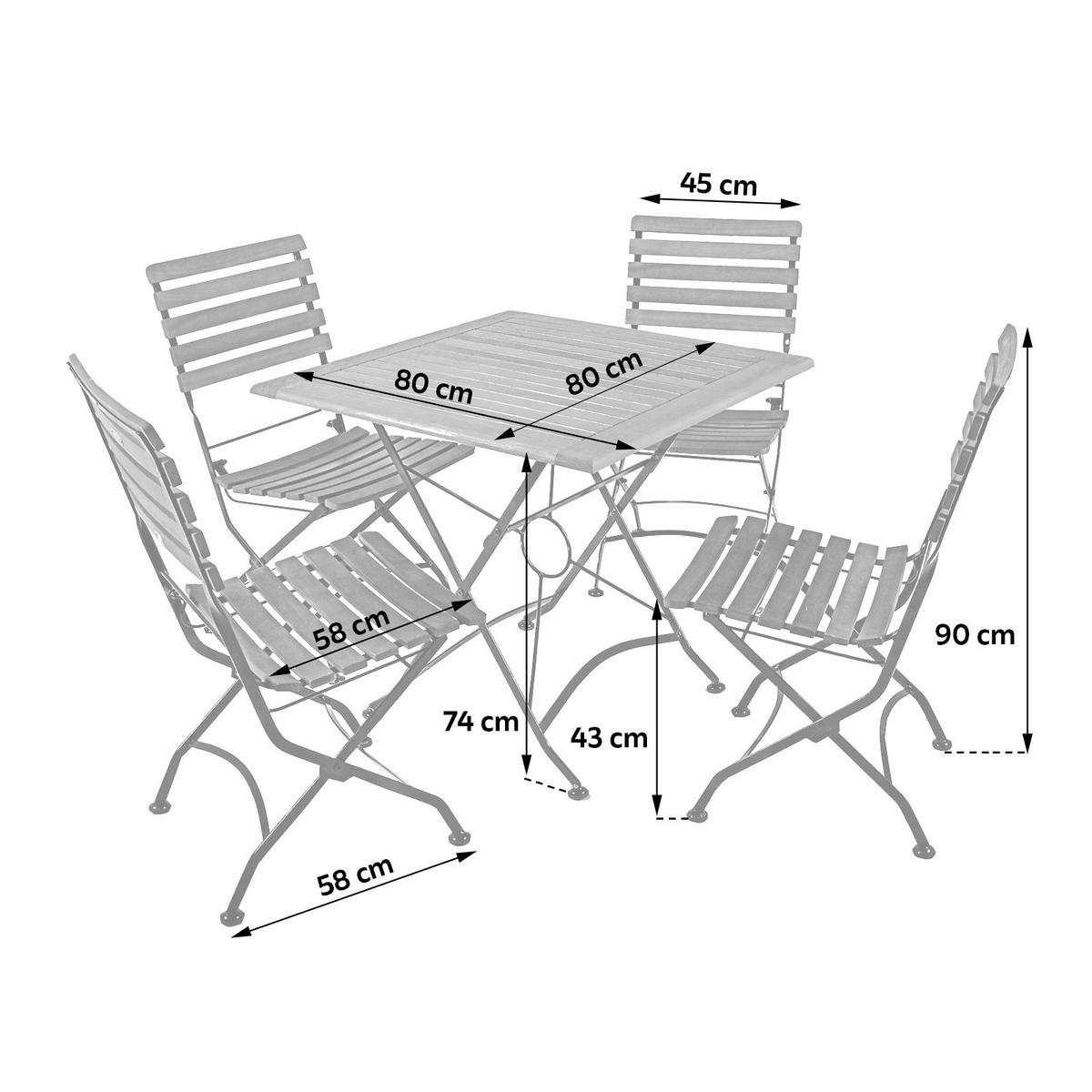GARTENSET 5-teilig  - Eukalyptusholzfarben/Schwarz, Basics, Holz/Metall (46/90/39cm) - Gardenson