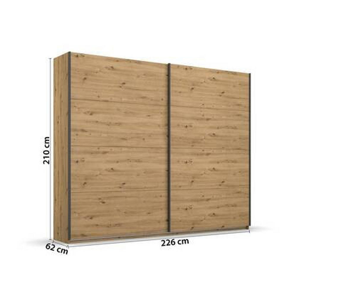 FÜGGESZTETT TOLÓAJTÓS SZEKRÉN Artisan tölgy  - Artisan tölgy/szürke, Modern, faalapú anyag/fém (226/210/62cm) - Rauch Möbel