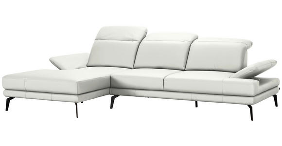 ECKSOFA in Echtleder Weiß  - Schwarz/Weiß, Design, Leder/Metall (184/288cm) - Novel