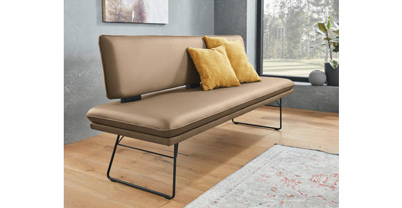 SITZBANK in Metall, Textil Schwarz, Sandfarben  - Sandfarben/Schwarz, Design, Textil/Metall (195/91/65cm) - Dieter Knoll