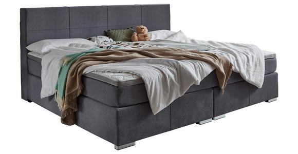 BOXSPRINGBETT 240/200 cm  in Grau  - Chromfarben/Grau, KONVENTIONELL, Holz/Kunststoff (240/200cm) - Carryhome
