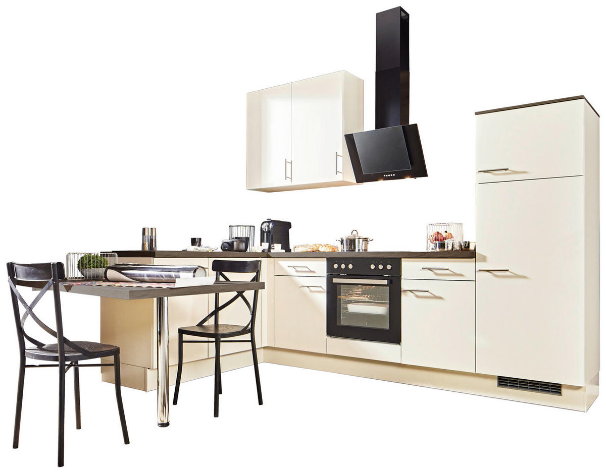 ECKKÜCHE 175/285,2 cm  in Magnolie, Eiche dunkel  - Eiche dunkel/Edelstahlfarben, Basics, Holzwerkstoff/Metall (175/285,2cm) - Venda