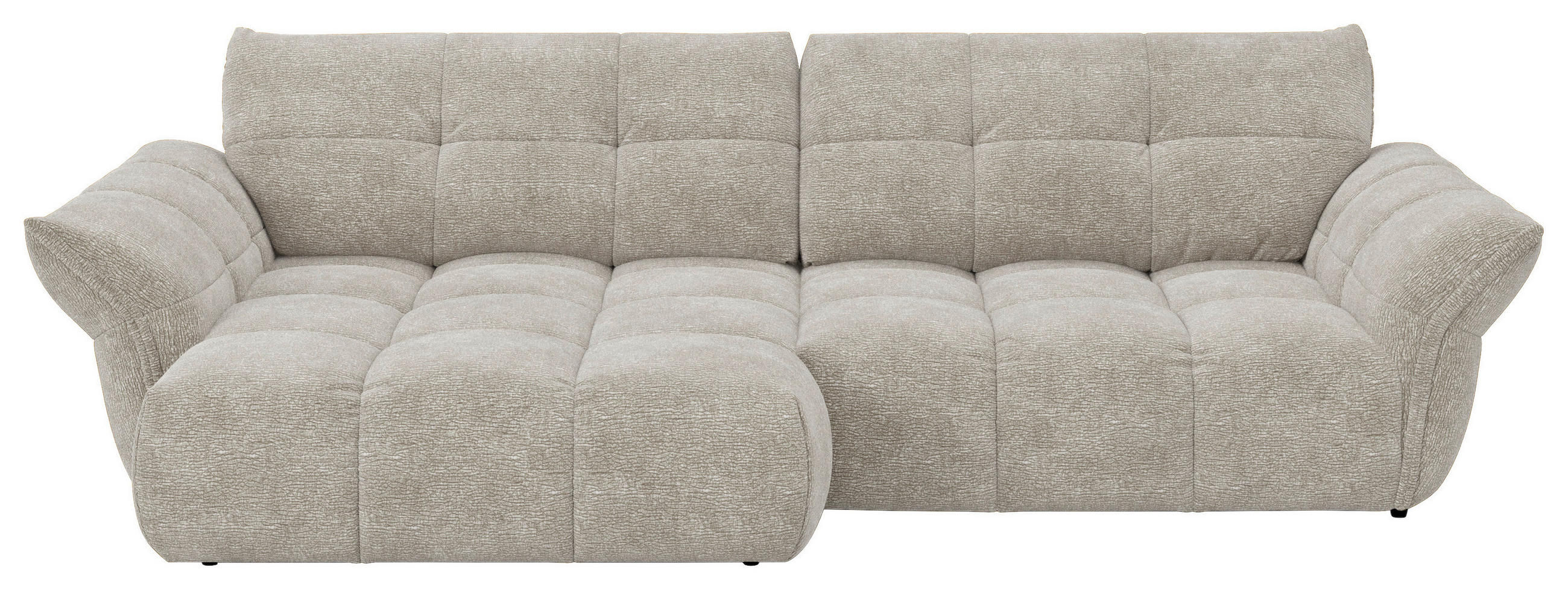 ECKSOFA Hellgrau Chenille Rücken echt  - Hellgrau/Schwarz, Design, Kunststoff/Textil (177/312cm) - Welnova