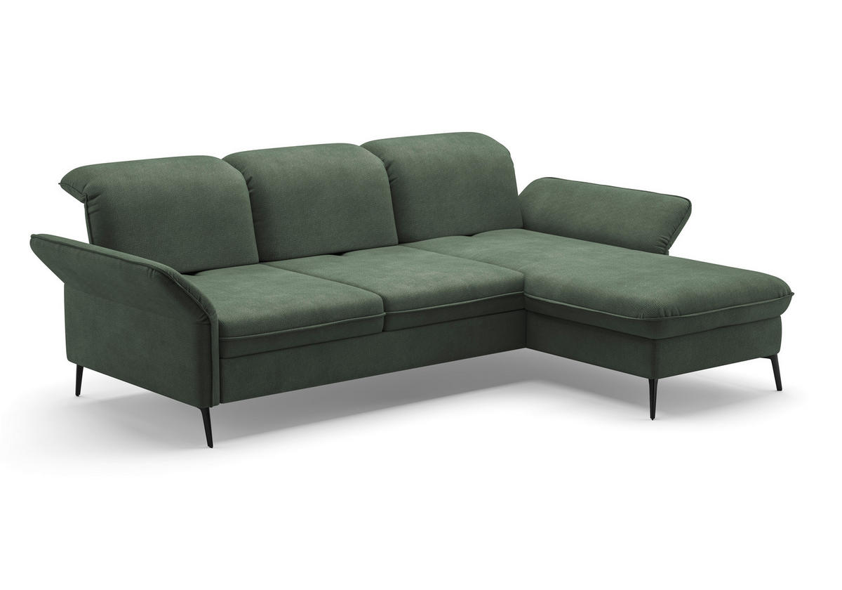 ECKSOFA in Flachgewebe Grün  - Schwarz/Grün, Konventionell, Textil/Metall (264/198cm) - Sit & More