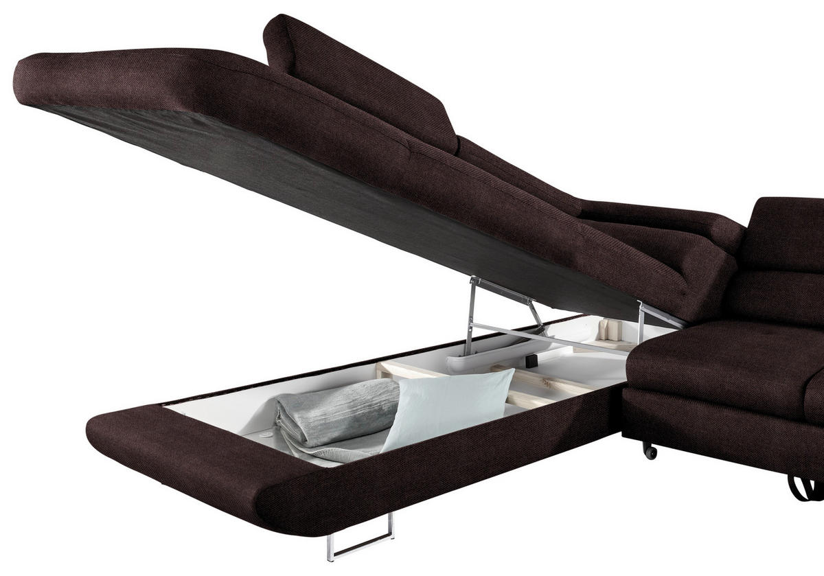 ECKSOFA in Webstoff Mokka  - Mokka, Design, Textil/Metall (235/280cm) - Hom`in