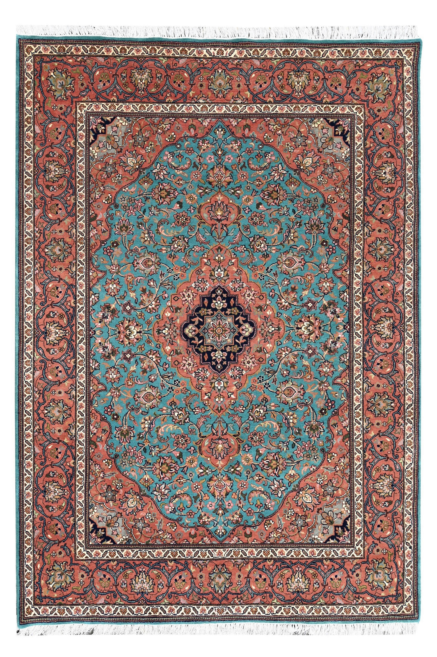 ORIENTTEPPICH 200/300 cm Kashan LT Blue/Peach Orange, Hellblau  - Orange/Hellblau, LIFESTYLE, Textil (200/300cm) - Cazaris