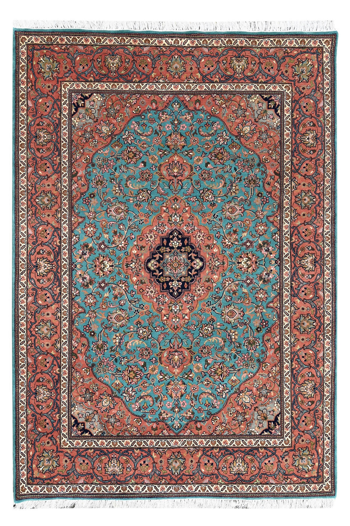 ORIENTTEPPICH 200/300 cm Kashan LT Blue/Peach Orange, Hellblau  - Orange/Hellblau, LIFESTYLE, Textil (200/300cm) - Cazaris