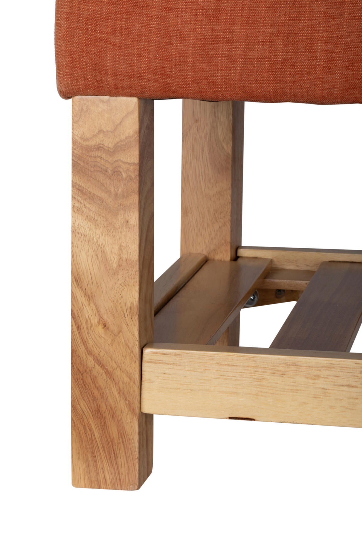 HOCKERBANK 110/49/43 cm Webstoff Orange, Naturfarben Kiefer, Kautschukholz massiv, Sperrholz  - Naturfarben/Orange, Design, Holz/Textil (110/49/43cm) - MID.YOU