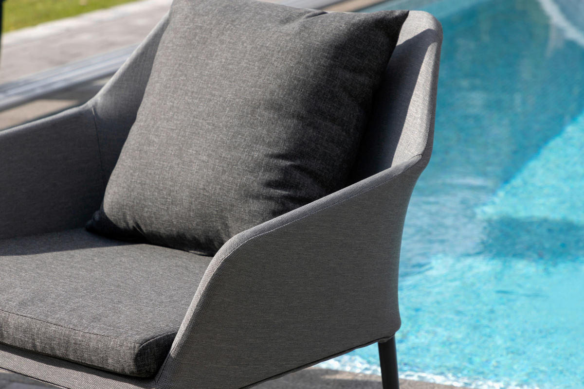 LOUNGEGARNITUR   Aluminium  - Schwarz/Grau, KONVENTIONELL, Textil/Metall - Gardenson