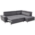 ECKSOFA Dunkelgrau Mikrofaser  - Dunkelgrau, KONVENTIONELL, Textil/Metall (271/206cm) - Carryhome