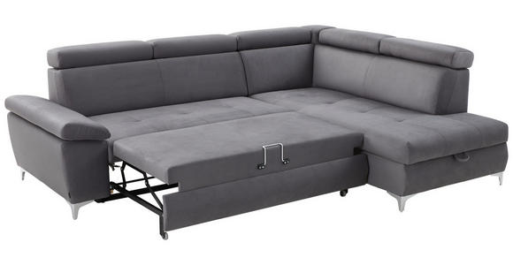 ECKSOFA Dunkelgrau Mikrofaser  - Dunkelgrau, KONVENTIONELL, Textil/Metall (271/206cm) - Carryhome