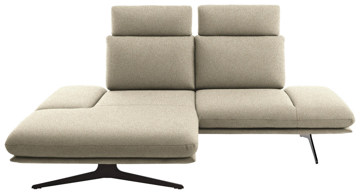 ECKSOFA  in Flachgewebe Beige  155/234 cm  - Beige/Schwarz, Design, Textil/Metall (155/234cm) - Dieter Knoll