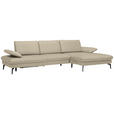 ECKSOFA in Echtleder Naturfarben  - Schwarz/Naturfarben, Design, Leder/Metall (325/157cm) - Dieter Knoll