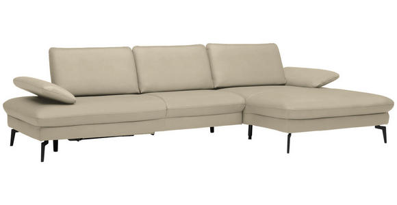 ECKSOFA in Echtleder Naturfarben  - Schwarz/Naturfarben, Design, Leder/Metall (325/157cm) - Dieter Knoll