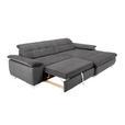 ECKSOFA in Mikrofaser Dunkelgrau  - Chromfarben/Dunkelgrau, Design, Textil/Metall (265/180cm) - Carryhome