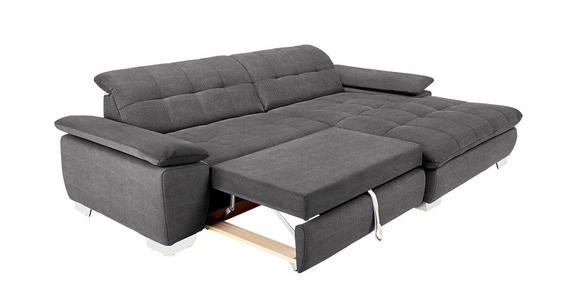 ECKSOFA in Mikrofaser Dunkelgrau  - Chromfarben/Dunkelgrau, Design, Textil/Metall (265/180cm) - Carryhome