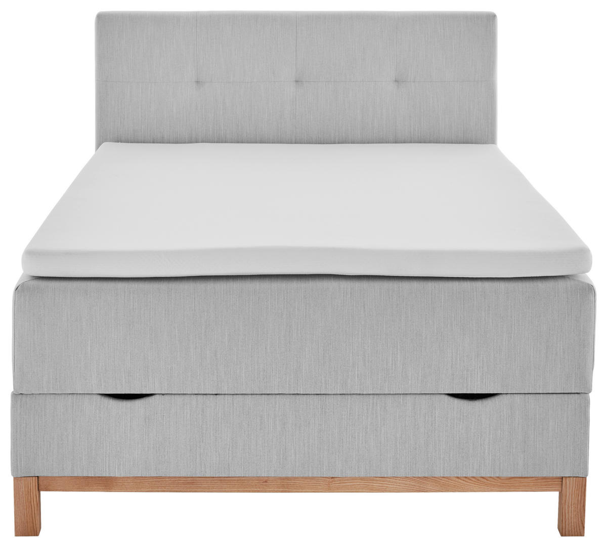 BOXBETT 120/200 cm,  in Hellgrau, Topper, H3 = fest  - Eichefarben/Hellgrau, MODERN, Textil (120/200cm) - Livetastic
