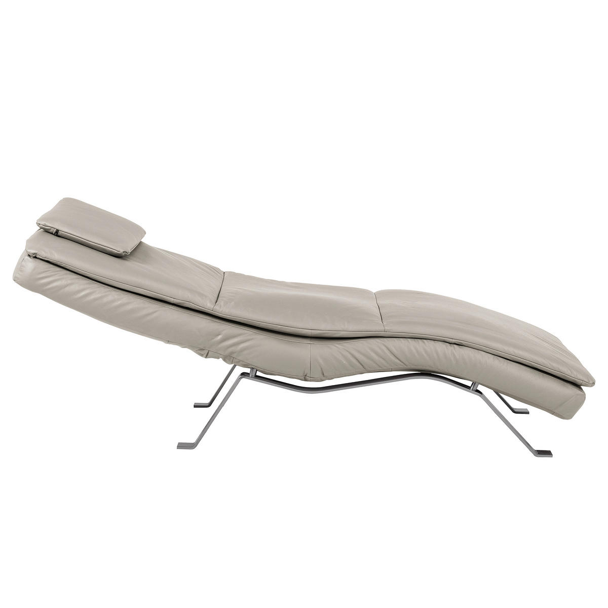 RELAXLIEGE in Echtleder Platinfarben  - Platinfarben/Silberfarben, Design, Leder/Metall (65/95/171cm) - Celina Home