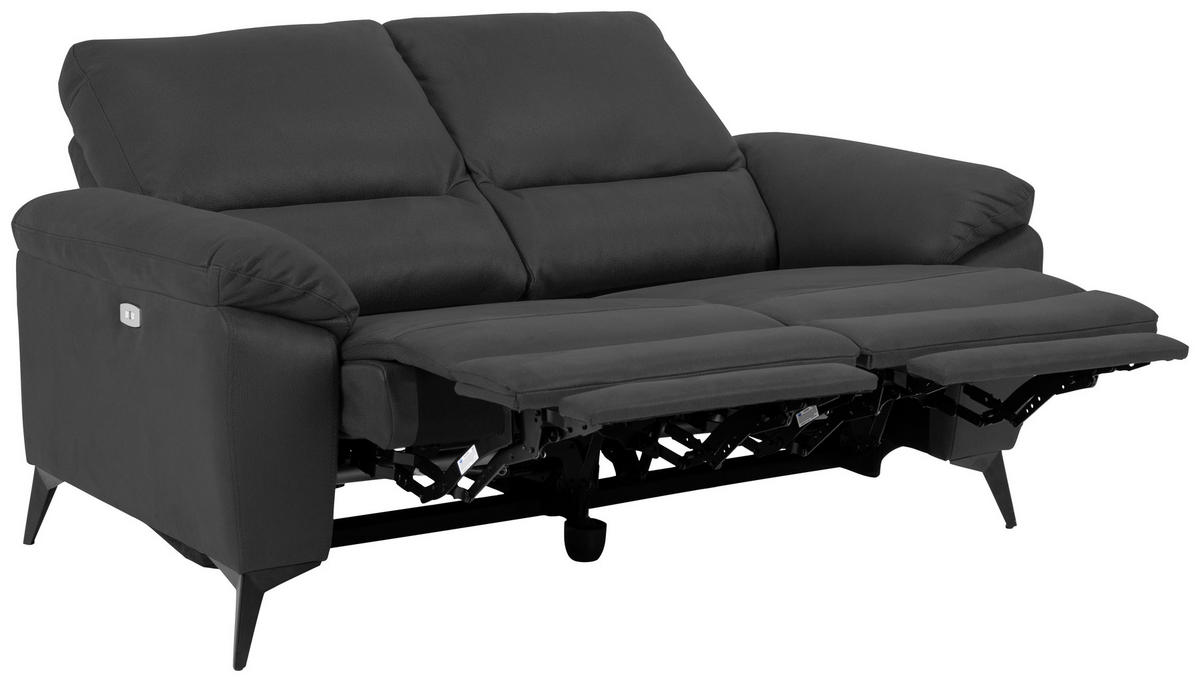 2-SITZER-SOFA Lederlook, Mikrofaser Grau  - Schwarz/Grau, KONVENTIONELL, Textil/Metall (160/102/96cm) - Carryhome