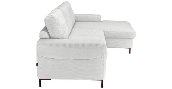 ECKSOFA Naturfarben Cord Rückenkissen, Bettkasten, Schlaffunktion, Rücken echt, Liegefläche im Originalstoff  - Schwarz/Naturfarben, KONVENTIONELL, Textil/Metall (240/150cm) - Carryhome