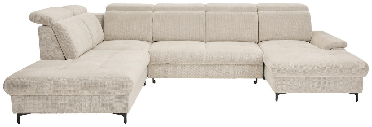 WOHNLANDSCHAFT in Struktur Beige  - Beige/Schwarz, Design, Textil/Metall (270/364/190cm) - Stylife