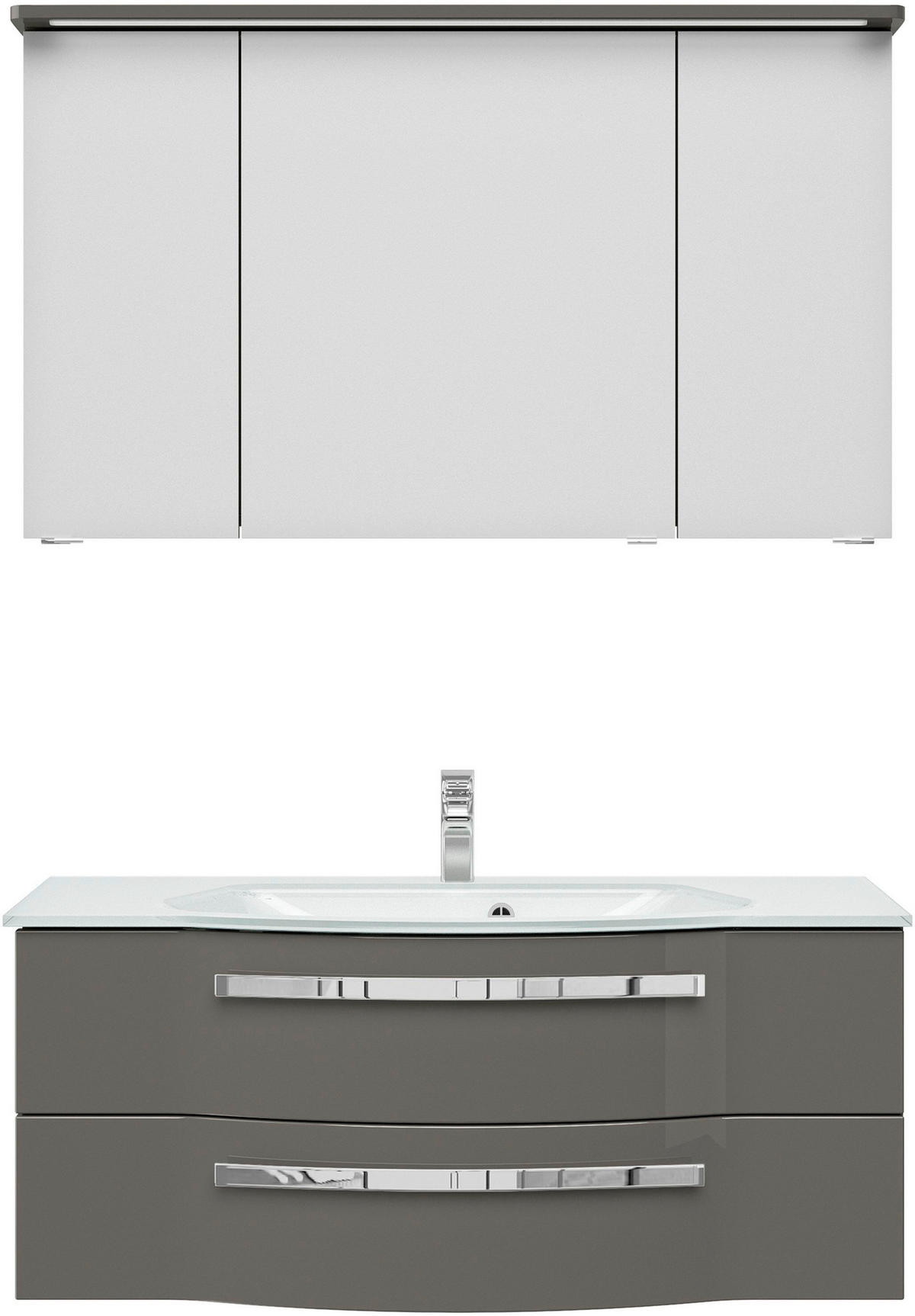 BADEZIMMER 3-teilig  in 120 cm  - Chromfarben/Grau Hochglanz, Basics, Glas/Holzwerkstoff (120cm) - Sadena
