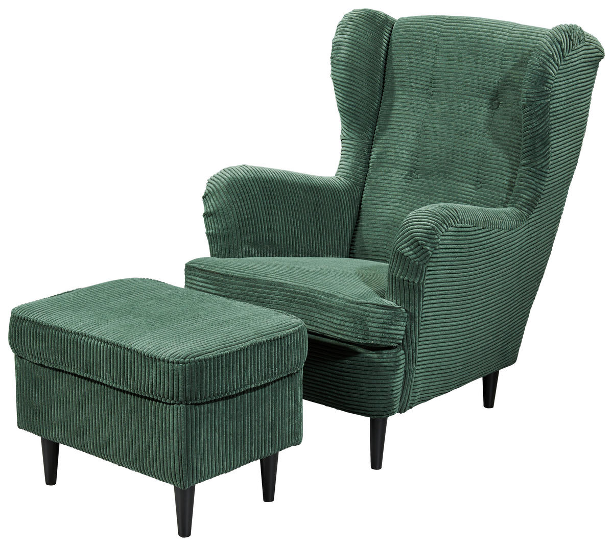 HOCKER in Textil Dunkelgrün  - Dunkelgrün/Schwarz, Basics, Holz/Textil (63/43/42cm) - MID.YOU