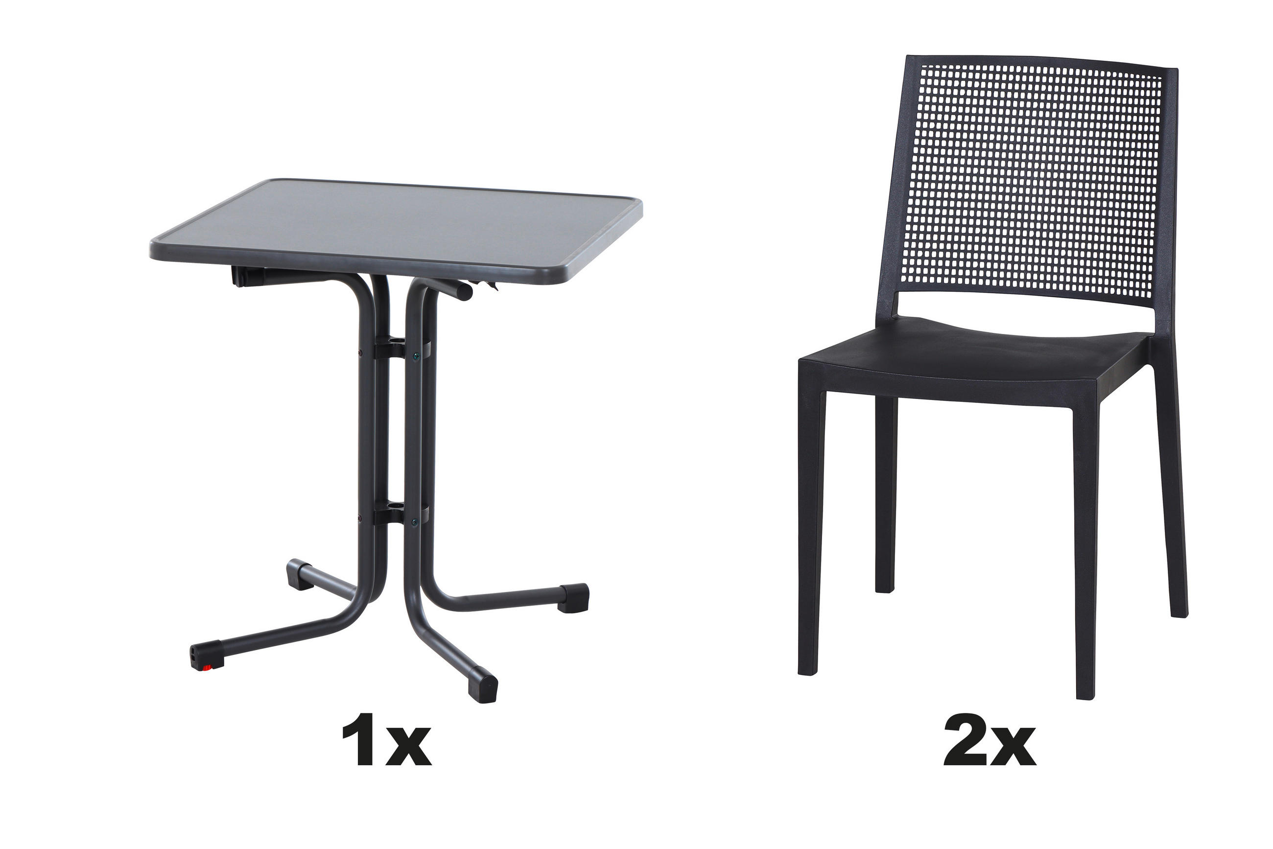 GARTENGARNITUR 3-teilig  - Anthrazit, Basics, Holzwerkstoff/Kunststoff (70/80/70cm) - Siena Garden