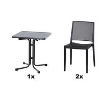 GARTENGARNITUR 3-teilig  - Anthrazit, Basics, Holzwerkstoff/Kunststoff (70/80/70cm) - Siena Garden