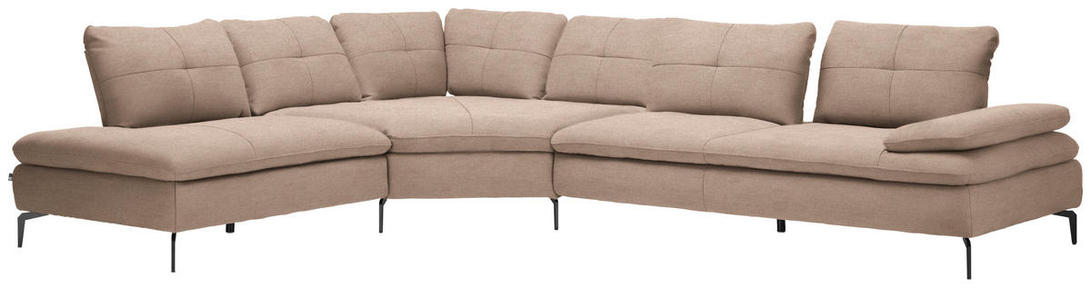 ECKSOFA in Flachgewebe Taupe  - Taupe/Schwarz, Design, Textil/Metall (271/344cm) - Chilliano