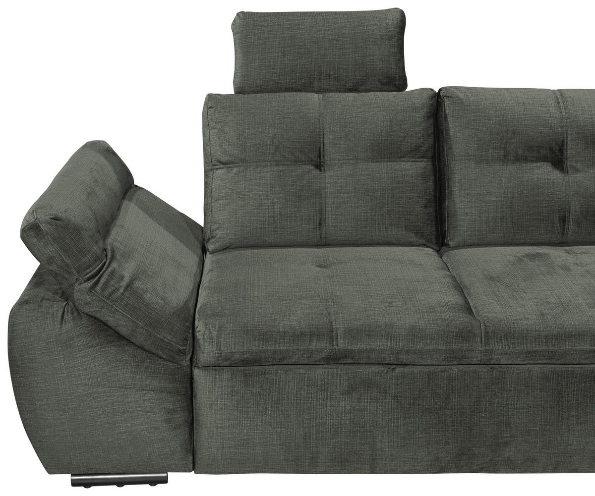 ECKSOFA in Mikrovelours Dunkelgrün  - Dunkelgrün/Schwarz, Konventionell, Kunststoff/Textil (275/170cm) - Carryhome