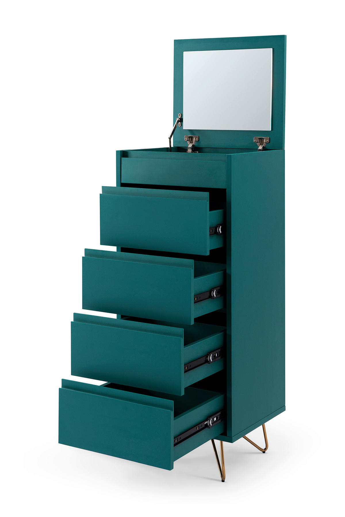 KOMMODE  in 45/110/40 cm  - Blau/Messingfarben, Design, Glas/Holzwerkstoff (45/110/40cm) - Livetastic