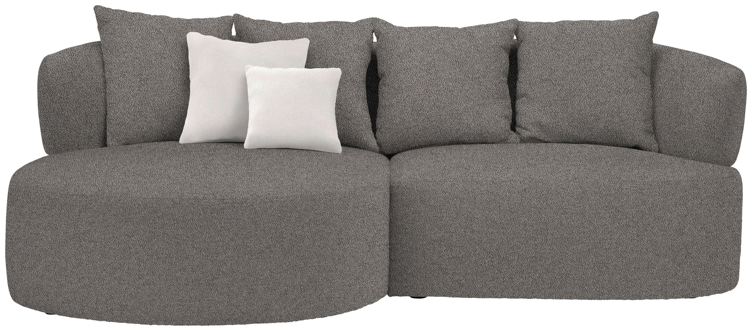 ECKSOFA in Plüsch Graphitfarben  166/235 cm  - Creme/Schwarz, MODERN, Kunststoff/Textil (166/235cm) - Hom`in